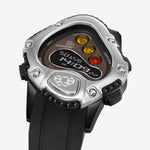 SINNGOUKI SGK001R Black Precision Steel | Black Rubber | Brushed Silver Bezel | Black Dial 41mm