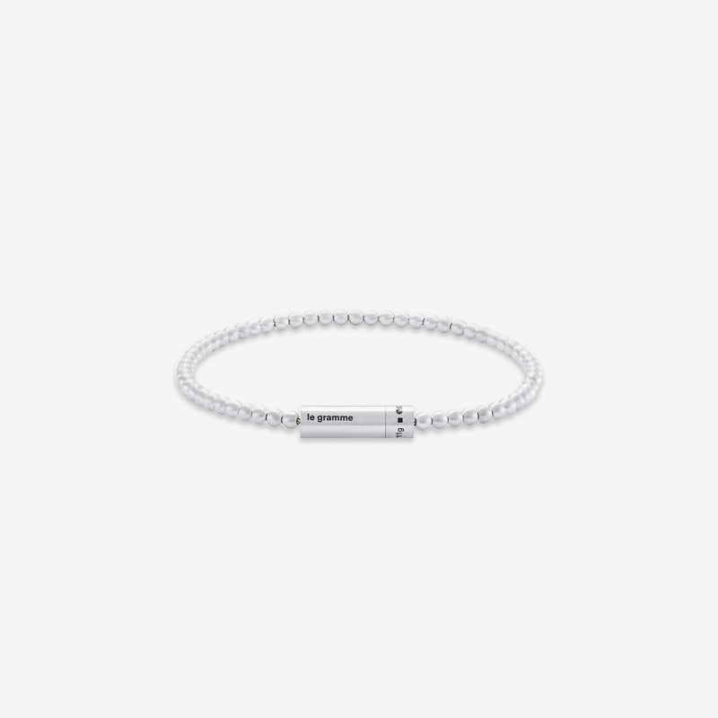 11g Brushed Sterling Silver Beads Bracelet