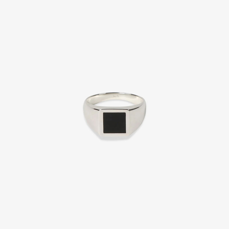 Enamel Square Signet Silver