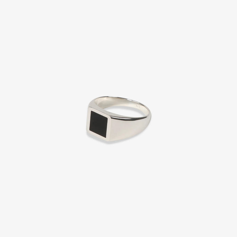 Enamel Square Signet Silver