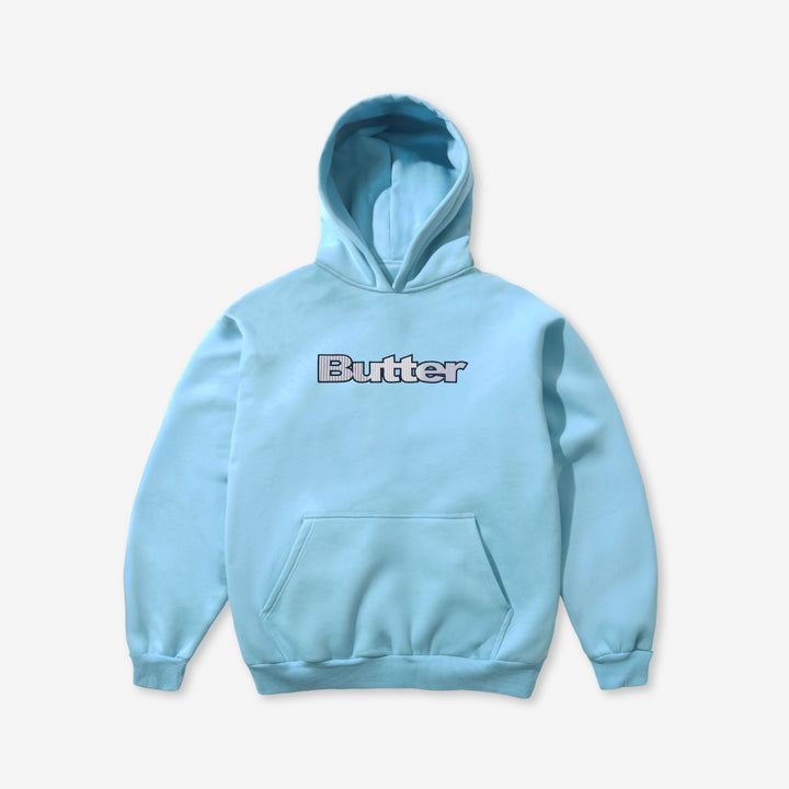 Stripe Logo Applique Pullover Hood Sky Front