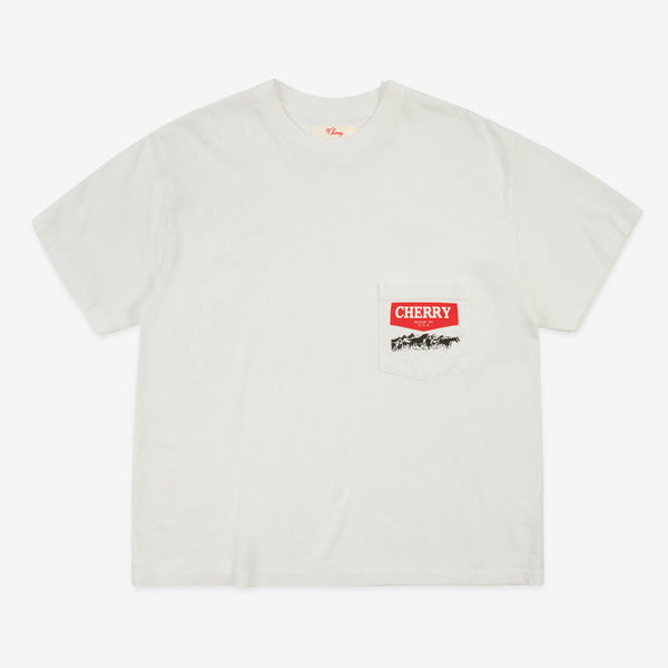 Western Chevron Boxy Pocket T-Shirt Vintage White Tees