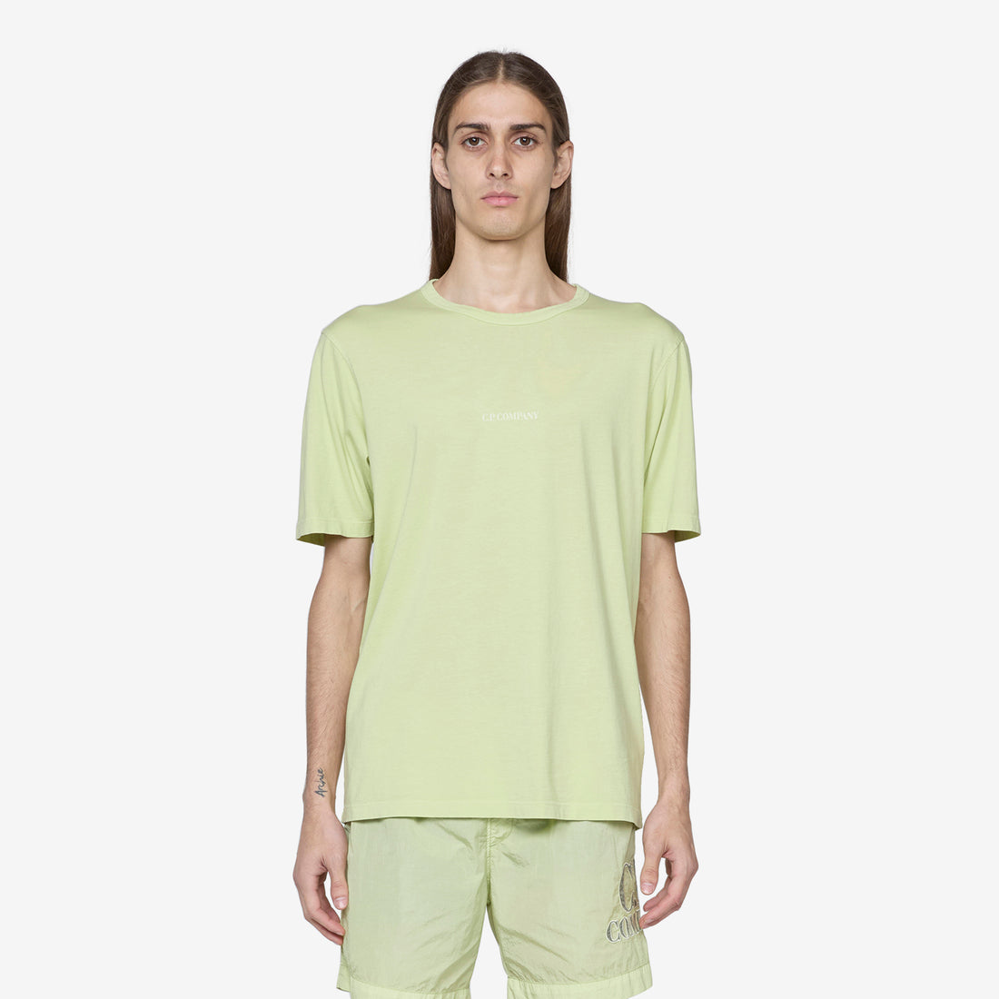 24/1 Jersey Resist Dyed Logo T-Shirt White Pear Tees