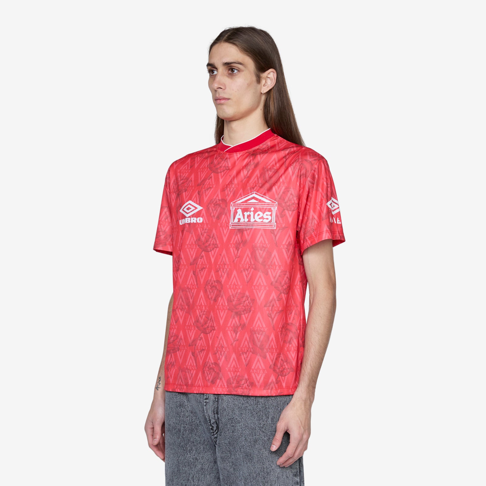 Aries x Roses Short Sleeve Football Jersey Red – Above The