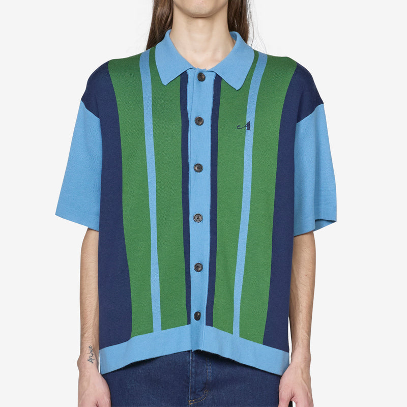 Knit Camp Collar Shirt Blue