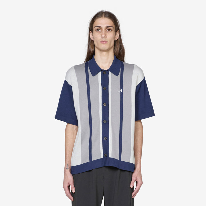 Knit Camp Collar Shirt Grey Front