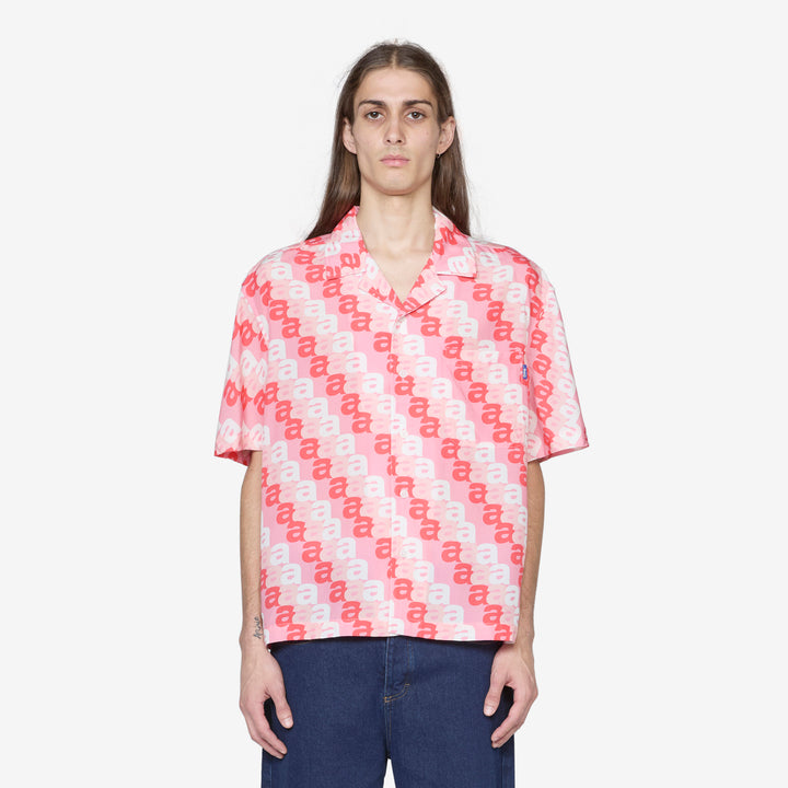 A Print Camp Shirt Pink Front