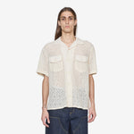 Floral Lace Short Sleeve Camp Shirt Natural
