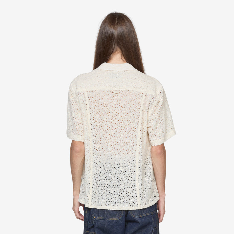 Floral Lace Short Sleeve Camp Shirt Natural Shirts