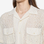 Floral Lace Short Sleeve Camp Shirt Natural