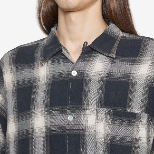 Washed Ombre Check Longsleeve Shirt Charcoal Shirts