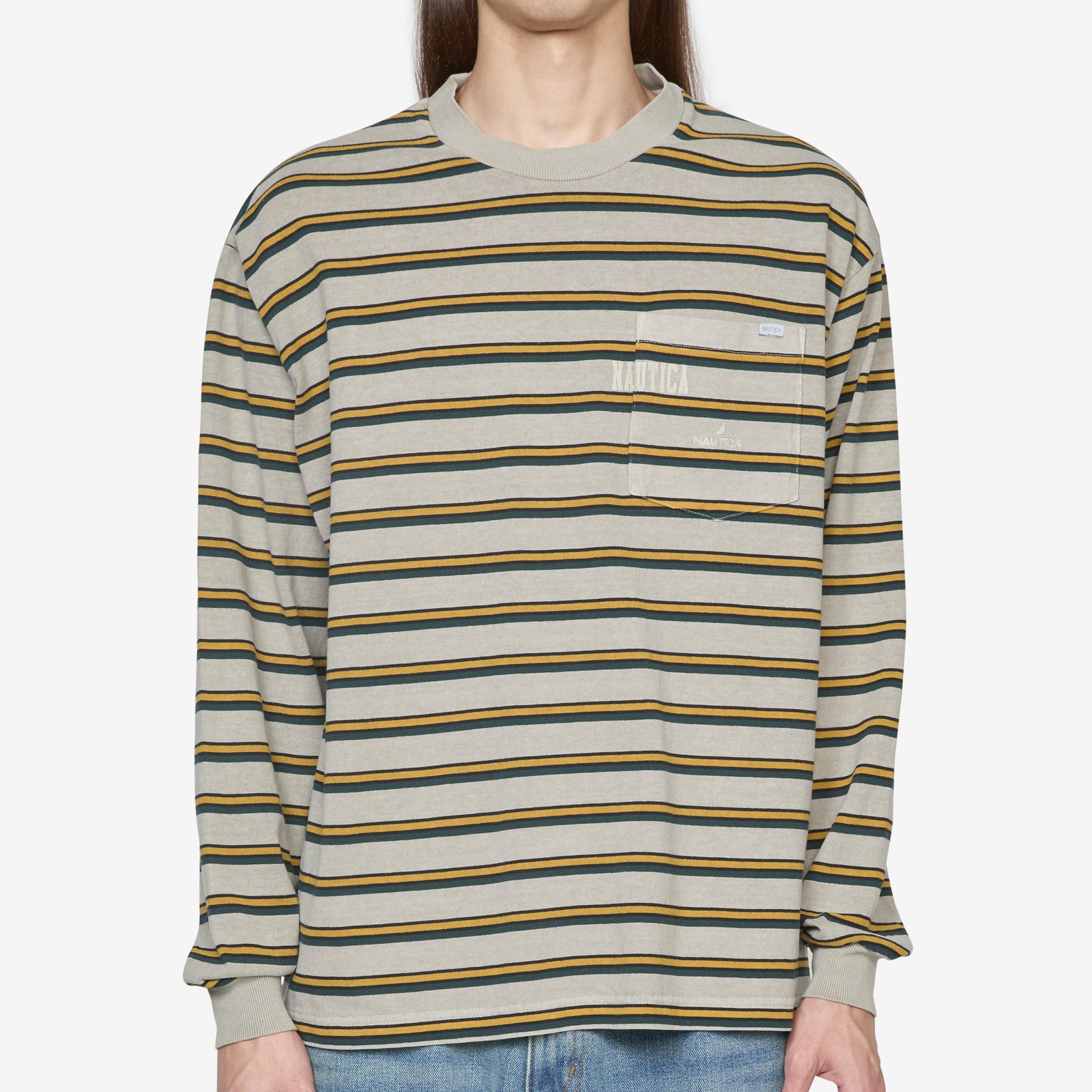 Pigment Dyed Border Longsleeve T-Shirt Beige – Above The Clouds