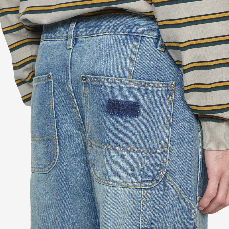 Washed Double Knee Denim Pant Indigo Pants