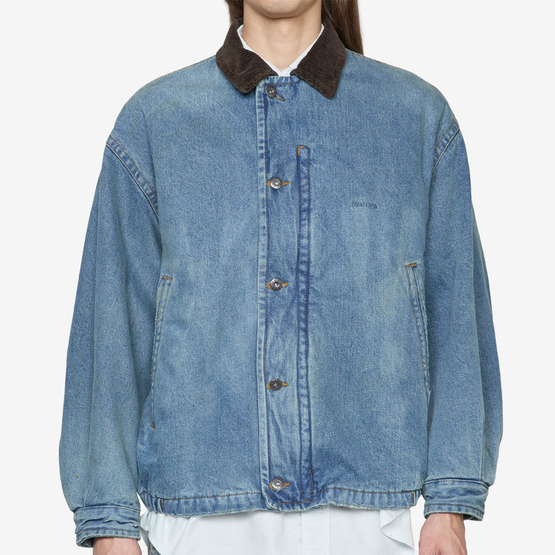 Washed Denim Padded Blouson Indigo Jackets