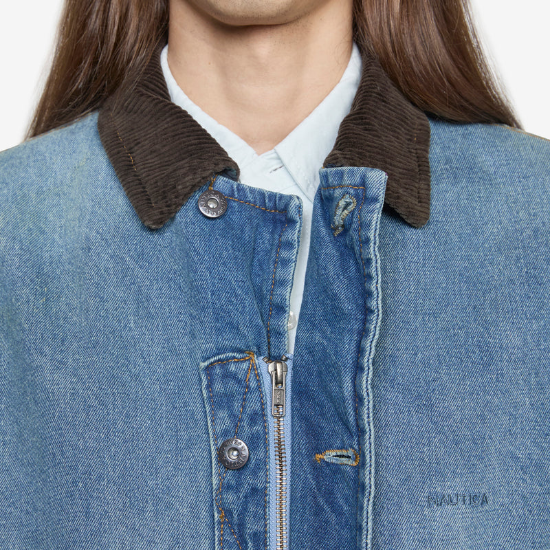 Washed Denim Padded Blouson Indigo Jackets