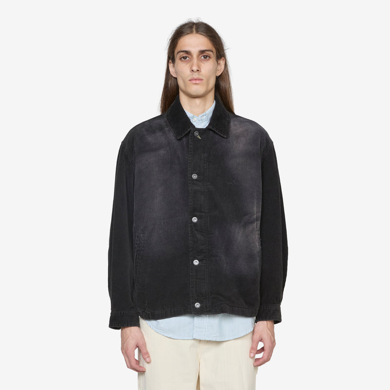 Fade Washed Corduroy Blouson Black Jackets