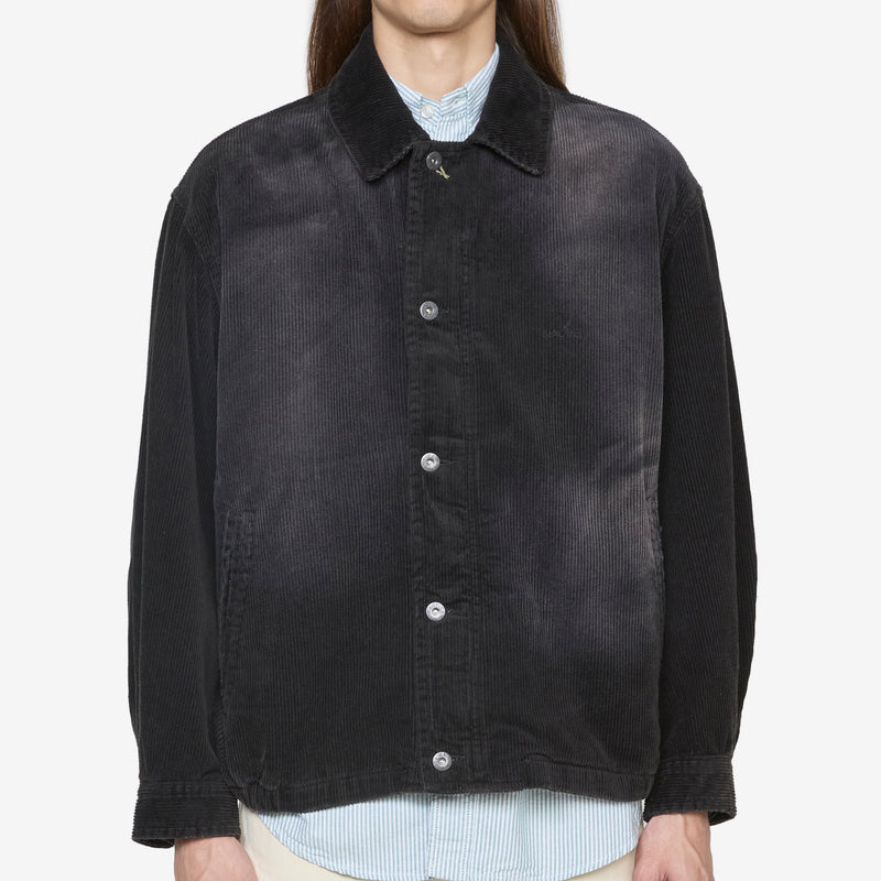 Fade Washed Corduroy Blouson Black Jackets