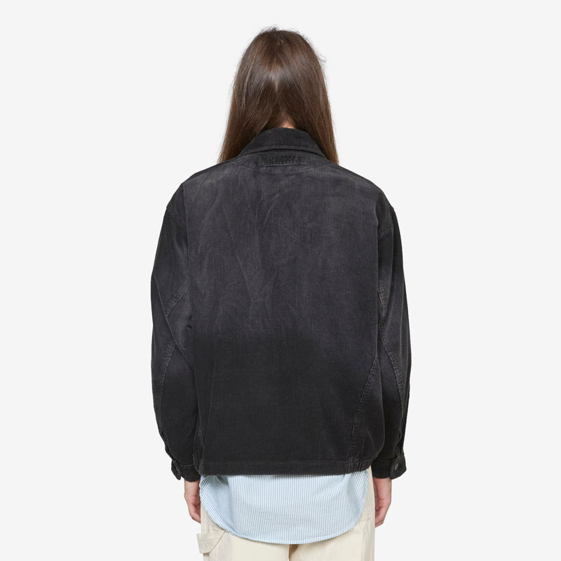 Fade Washed Corduroy Blouson Black Jackets