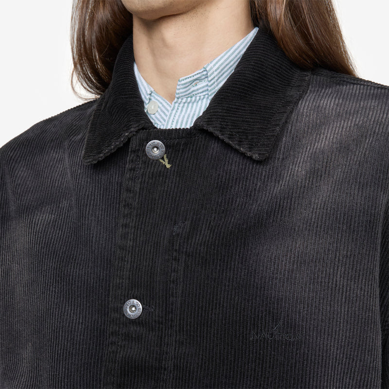 Fade Washed Corduroy Blouson Black Jackets