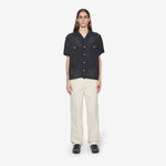 Floral Lace Short Sleeve Camp Shirt Black