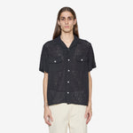 Floral Lace Short Sleeve Camp Shirt Black