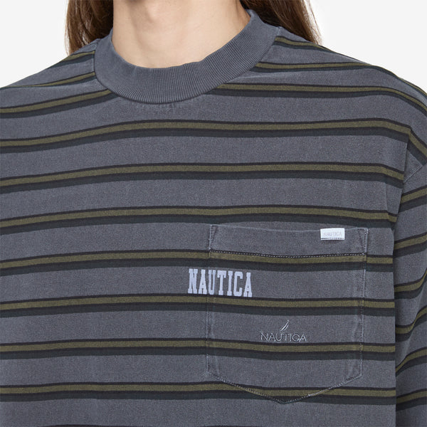 Pigment Dyed Border Longsleeve T-Shirt Navy Tees