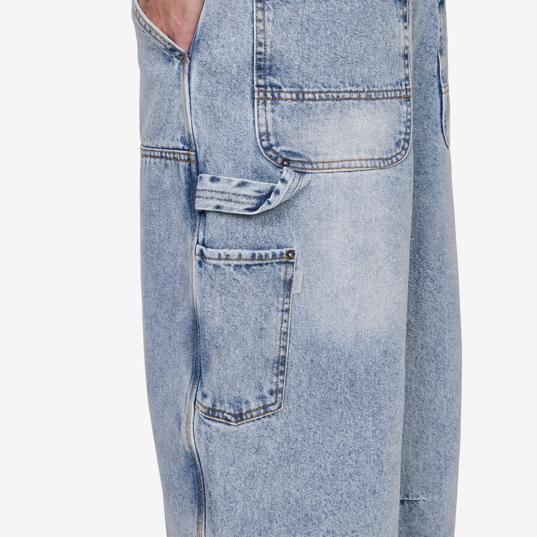 Super Wide Curve Double Knee Painter Denim Pants Black Pants
