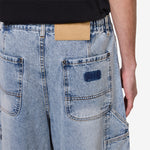 Super Wide Curve Double Knee Painter Denim Pants Sax Blue