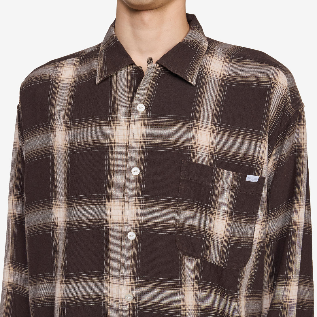 Ombre Bleached Long Sleeve Shirt Brown Shirts