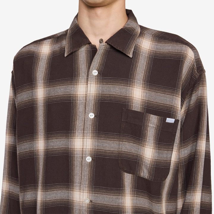 Ombre Bleached Long Sleeve Shirt Brown