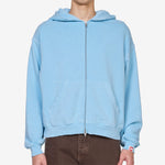 Distressed Zip Up Hoodie Sky Blue