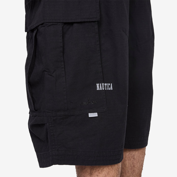 Ripstop Camo Curve Cargo Shorts Black
