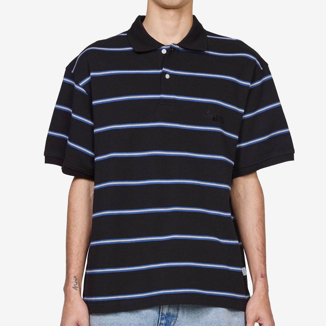 Striped Pique Polo Shirt Black Shirts
