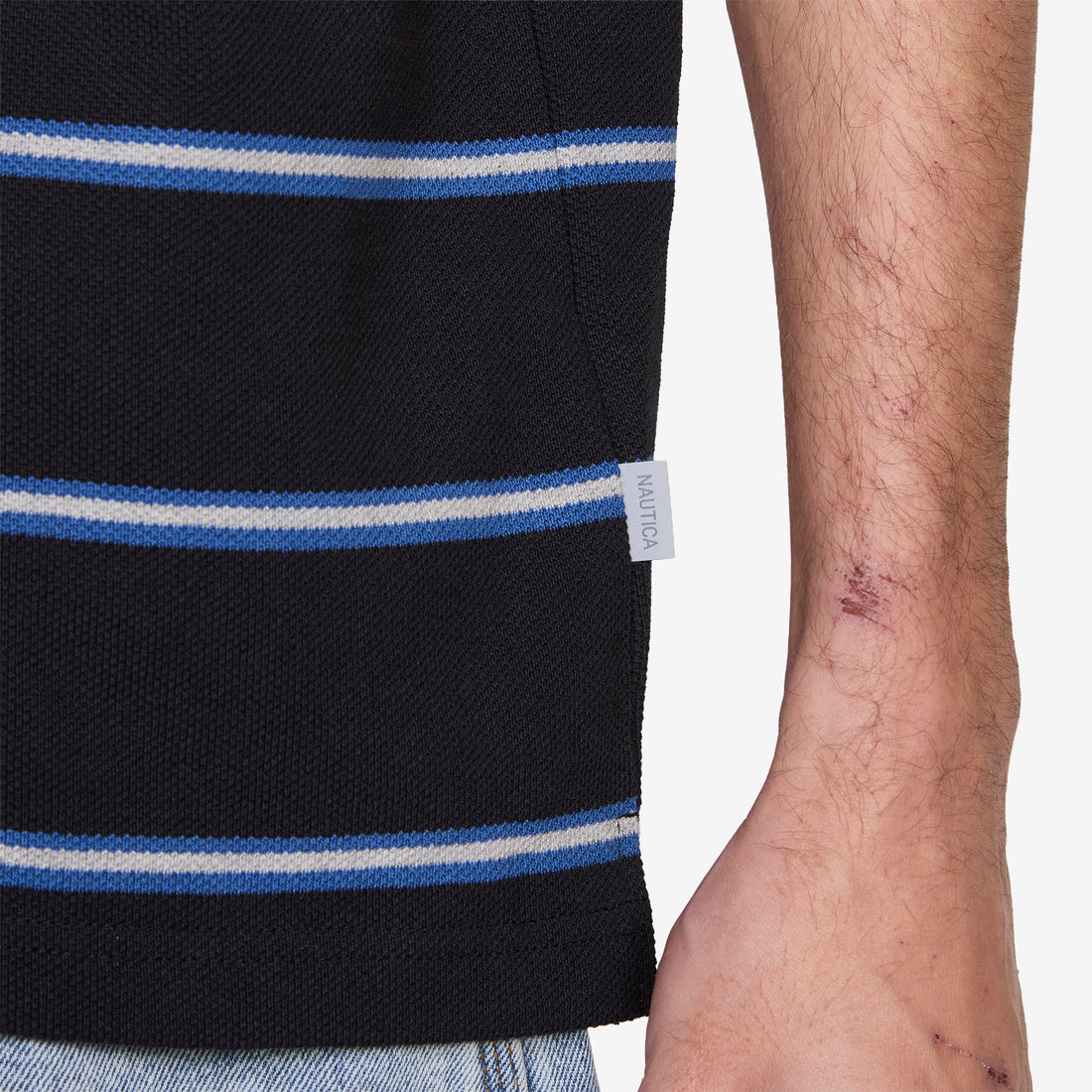 Striped Pique Polo Shirt Black Shirts
