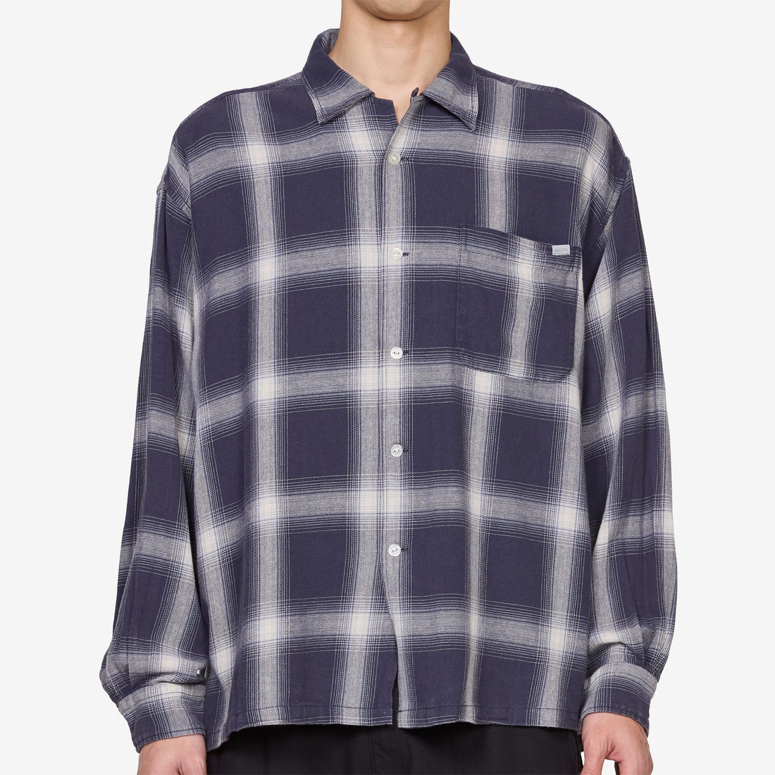 Ombre Bleached Long Sleeve Shirt Navy Shirts