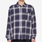 Ombre Bleached Long Sleeve Shirt Navy