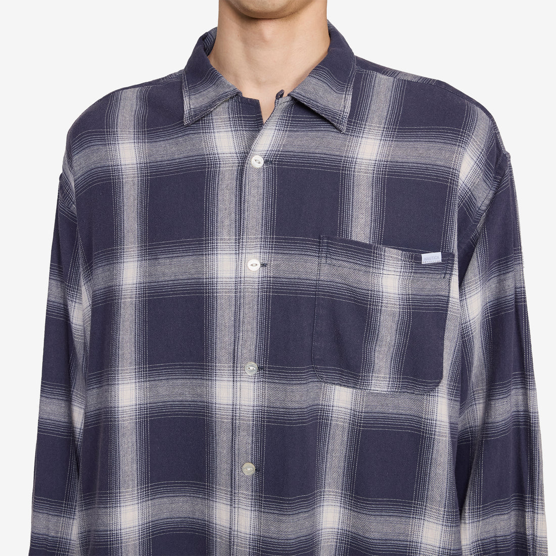 Ombre Bleached Long Sleeve Shirt Navy Shirts