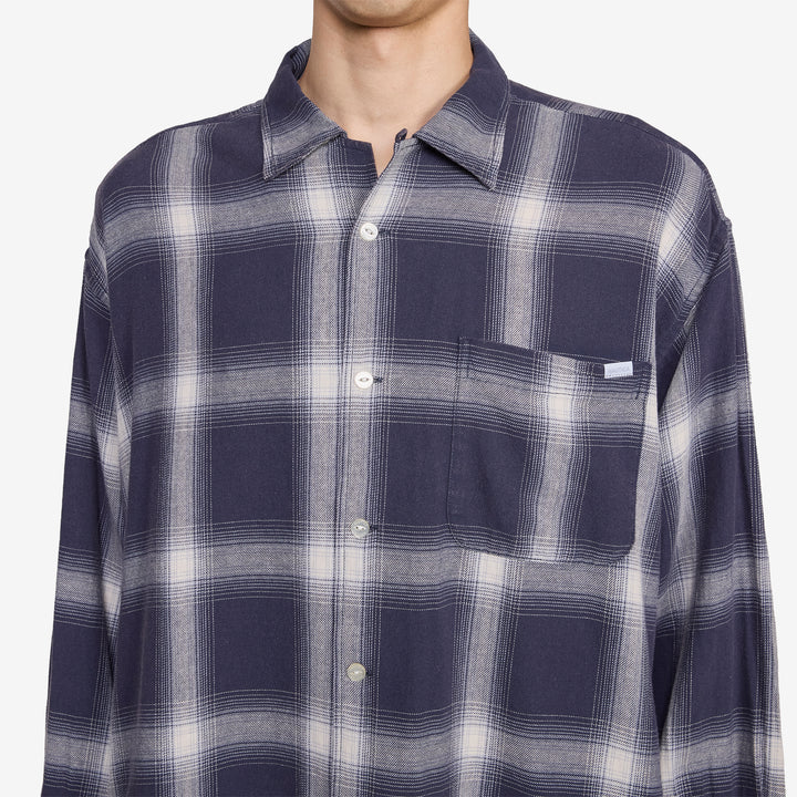 Ombre Bleached Long Sleeve Shirt Navy