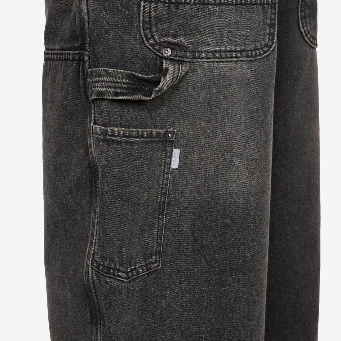 Super Wide Curve Double Knee Painter Denim Pants Black Pants