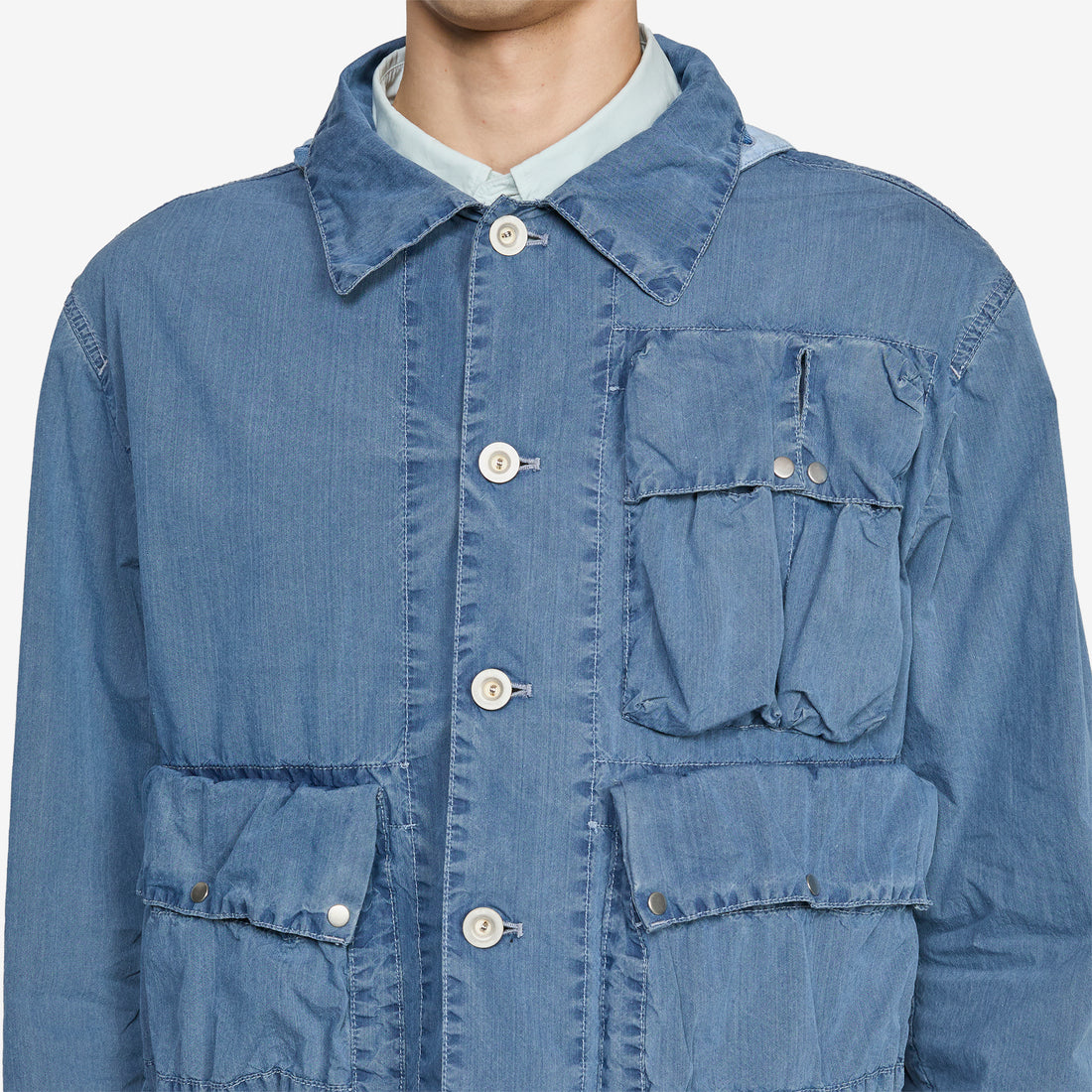 50 Fili Indigo Bleached Goggle Jacket Stone Bleach Jackets