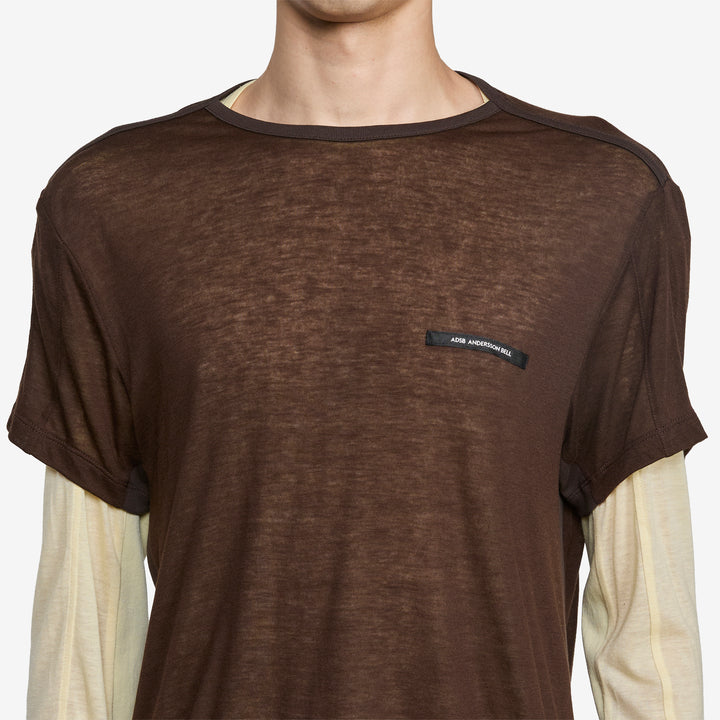Brad Wool Layered T-Shirt Brown | Lemon