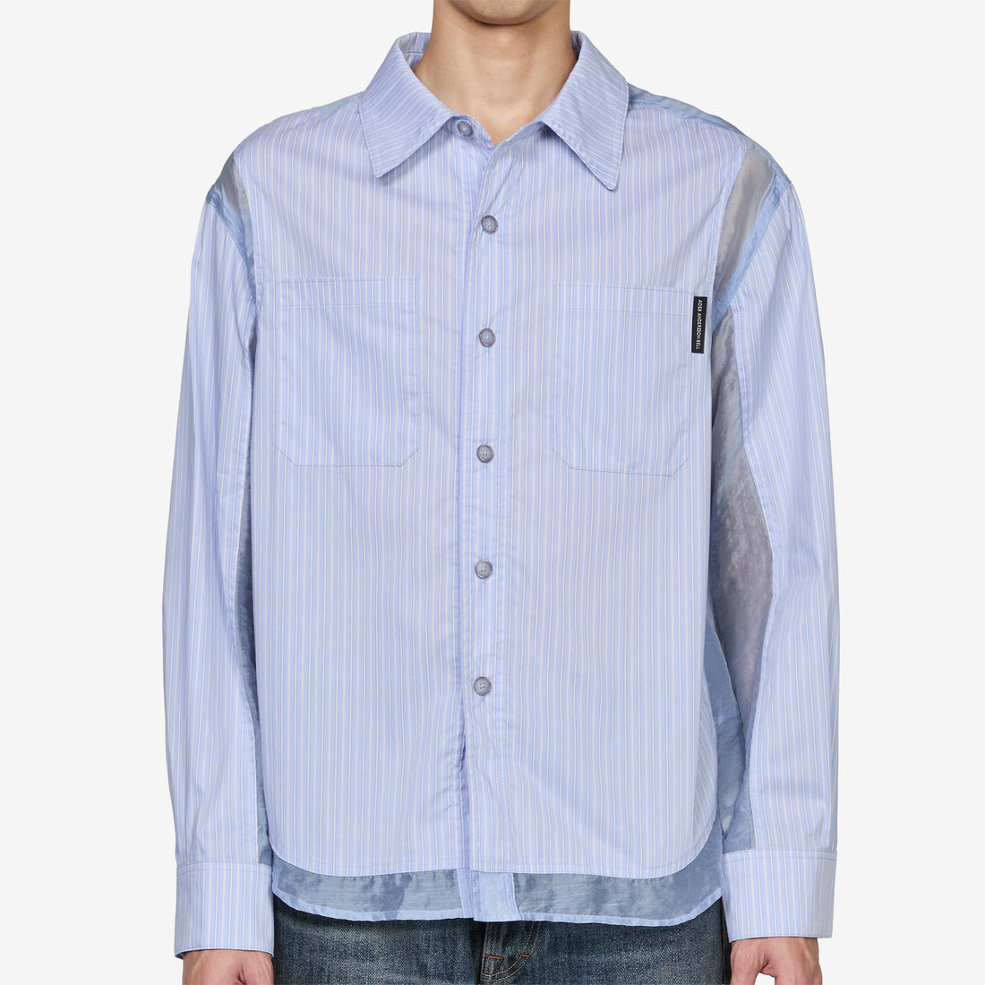 Aprol Organza Panel Shirt Sky Blue Shirts