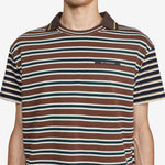 Stripe Layered Collar T-Shirt Brown