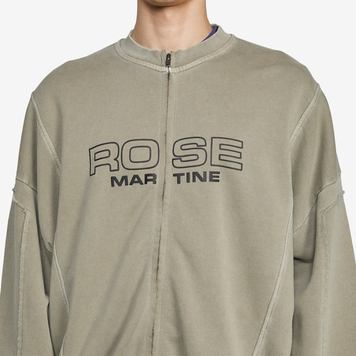 Zip Up Crew Washed Sage Green