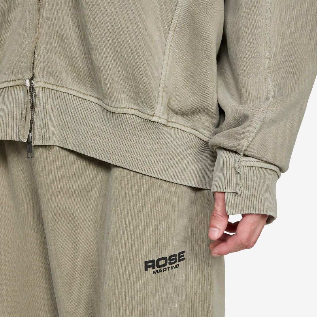 Zip Up Crew Washed Sage Green Jumpers