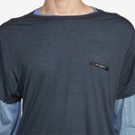 Brad Wool Layered T-Shirt Asphalt | Slate Blue