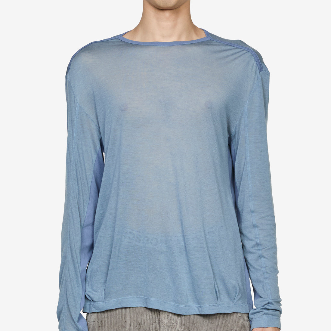 Brad Wool Layered T-Shirt Asphalt | Slate Blue Tees