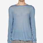 Brad Wool Layered T-Shirt Asphalt | Slate Blue