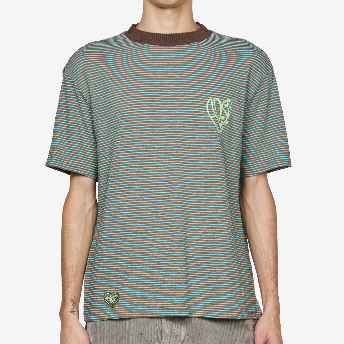 Heart Logo Stripe T-Shirt Mint | Chocolate Tees