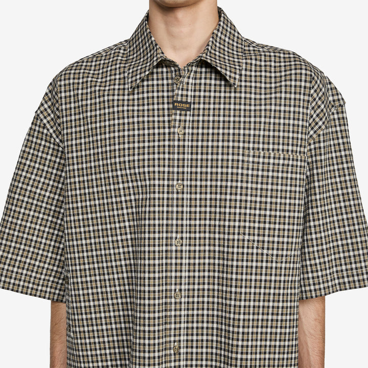 Boxy Wrap Shirt Black Green